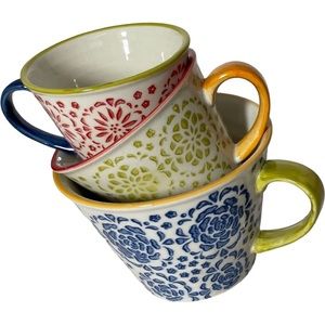 Pier 1 Imports Stoneware Measuring Cups Boho Set of 3 - Missing 1/4 Cup